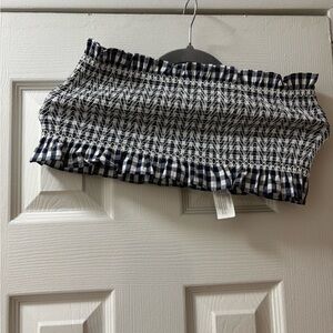 Zara Black and White Smocked Mini Top